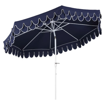 Tracy 9 ft. Classic MidCentury Scalloped Fringe Market Patio Umbrella